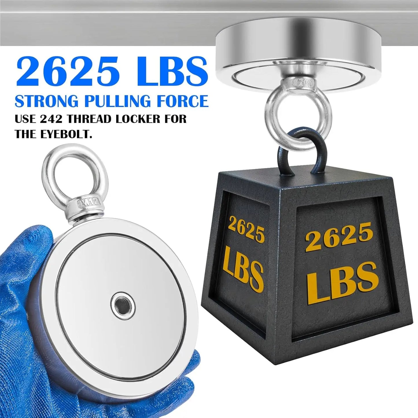 Heavy Duty Magnet Fishing Kit 2625 Lbs Pulling Power