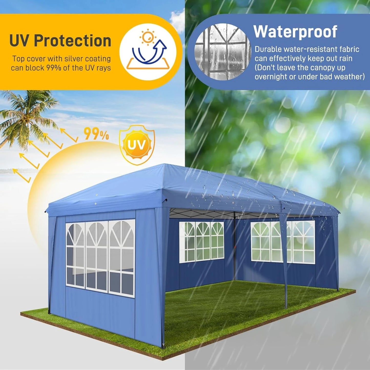 Pop Up Canopy Tent With Sidewalls Outdoor Gazebo Shelter Parties