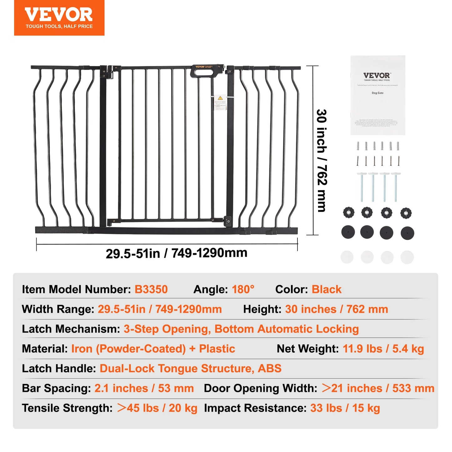 SucceBuy Baby Gate Pressure Mount Walk Through For Dogs