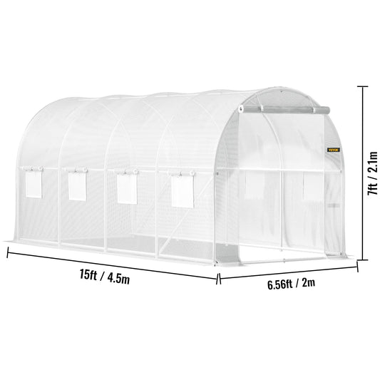 SucceBuy Walk In Tunnel Greenhouse Galvanized Steel Hoops Doors