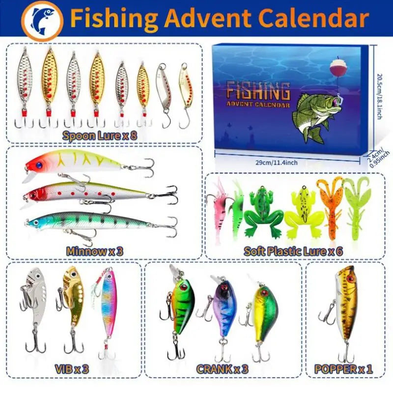 Advent Calendar Fishing Lures Kit Lake Bass Tackle