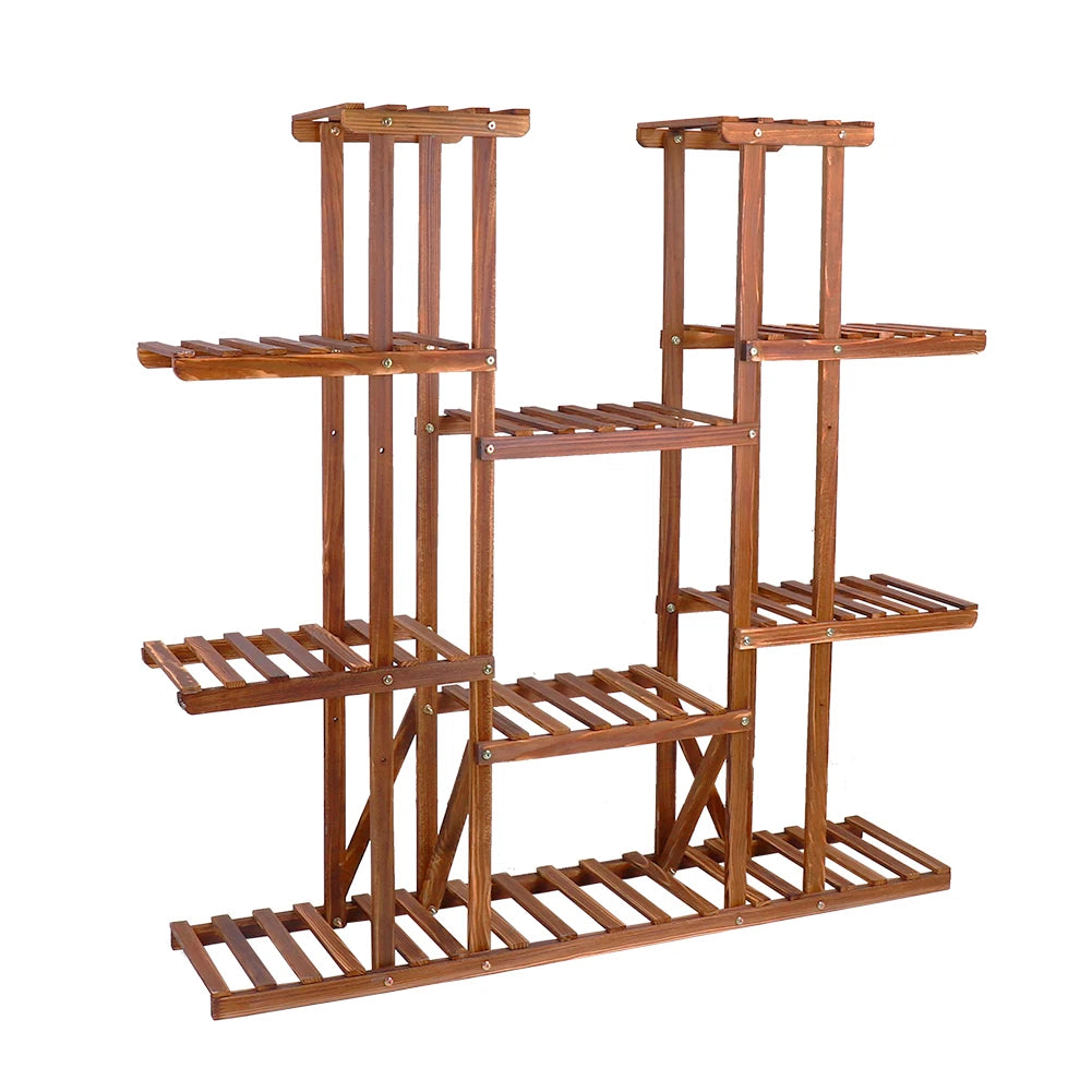 WisforFrame Wooden Plant Shelf Flower Pot Stand Indoor Outdoor Multi Tier Display