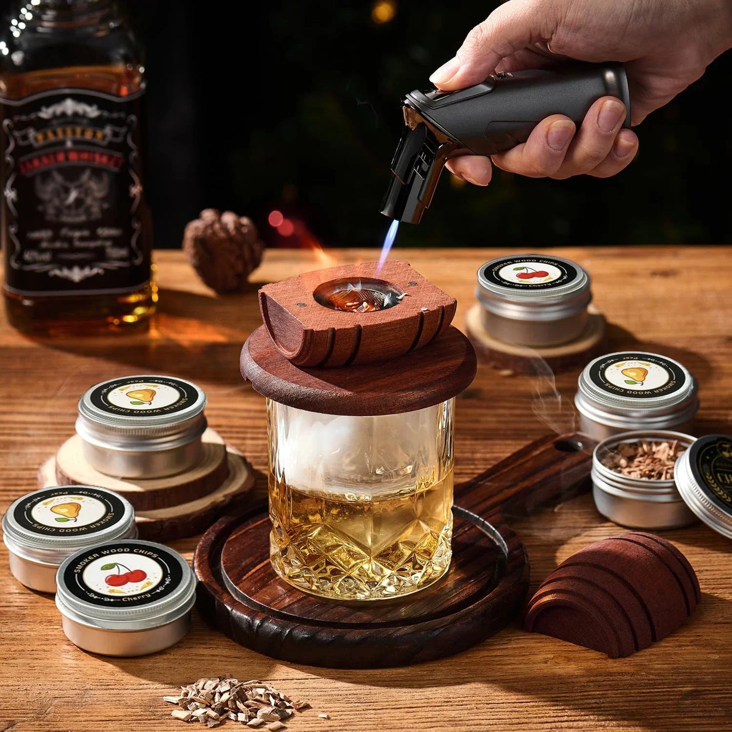 Whiskey Smoker Kit With Wood Chips 6 Flavors Bar Set