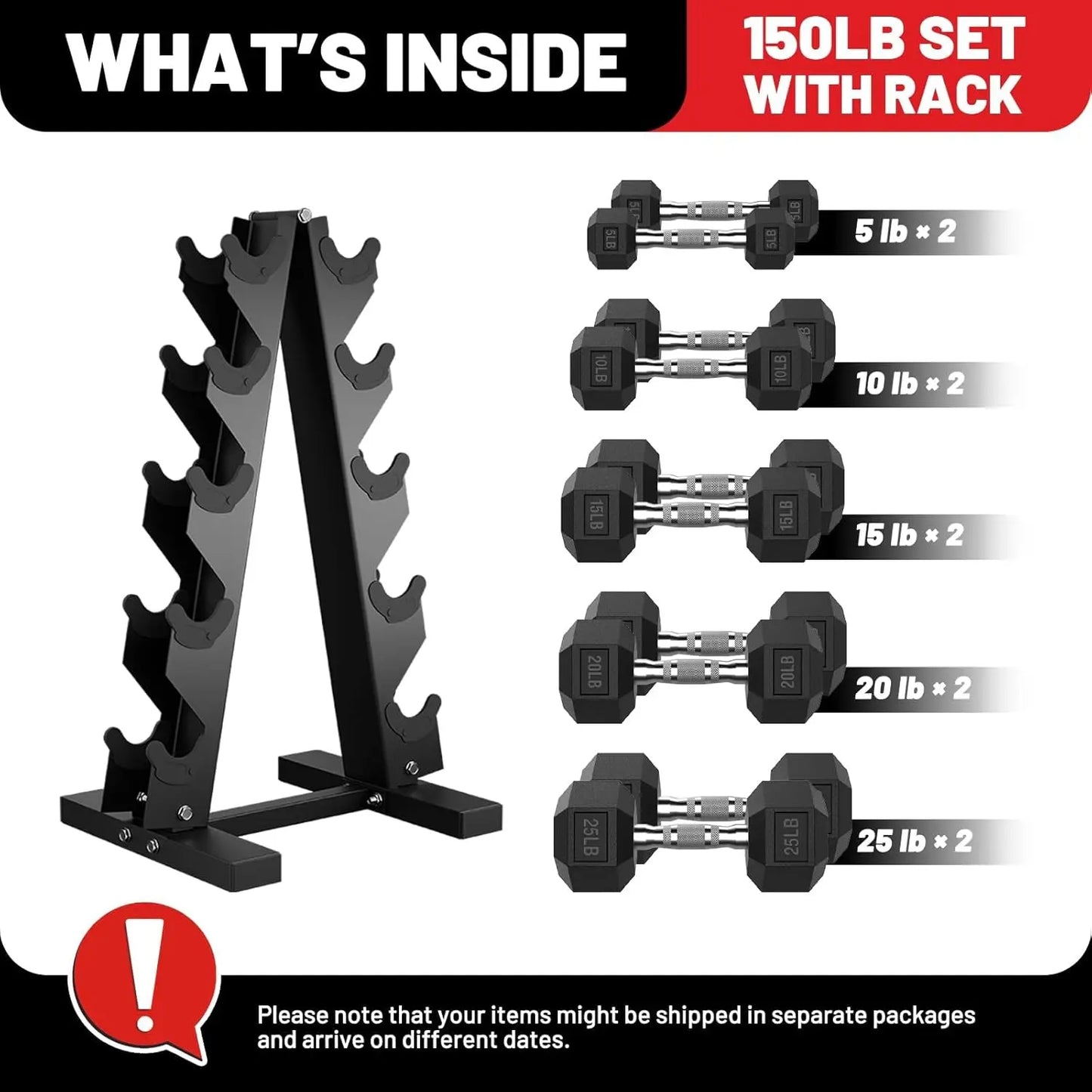 Hex Dumbbell Sets With Rack 60-550 Lb Rubber Coated Set