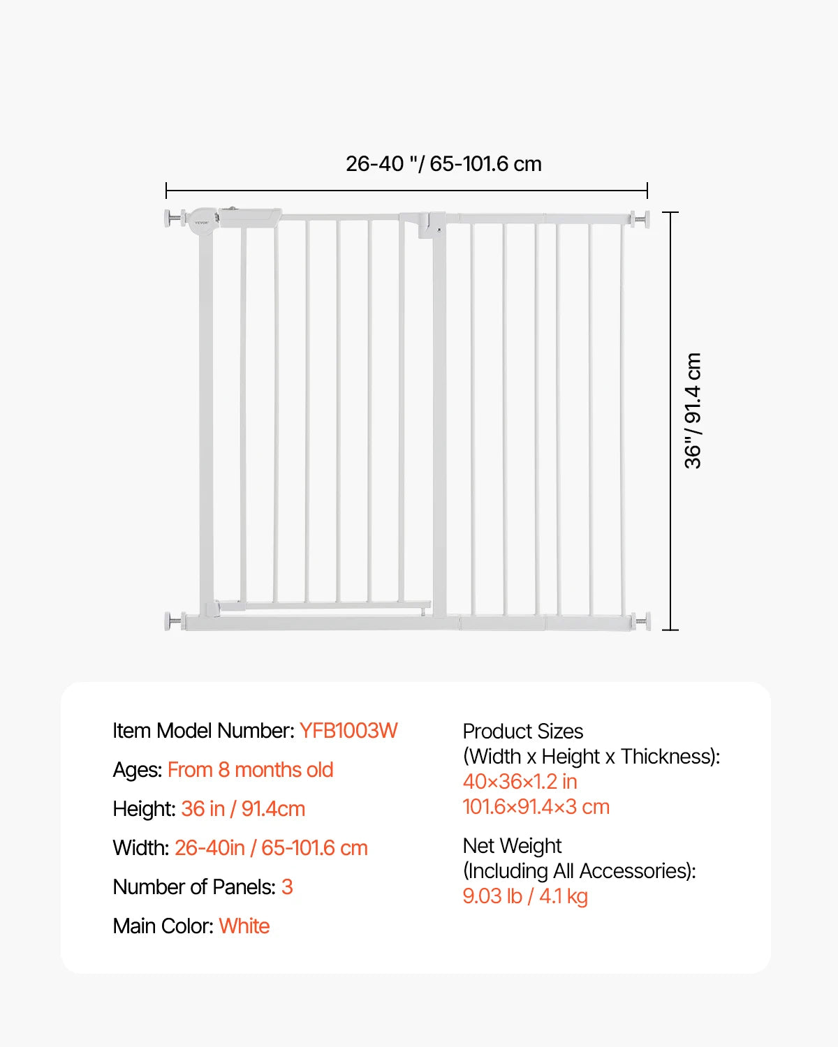 SucceBuy Baby Gate Pressure Mount Walk Through For Dogs