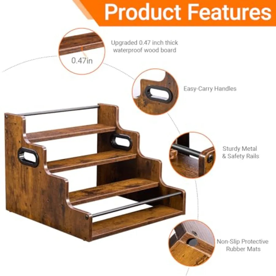 Two Pack Four Tier Liquor Bottle Display Shelf Wooden Bar Shelves