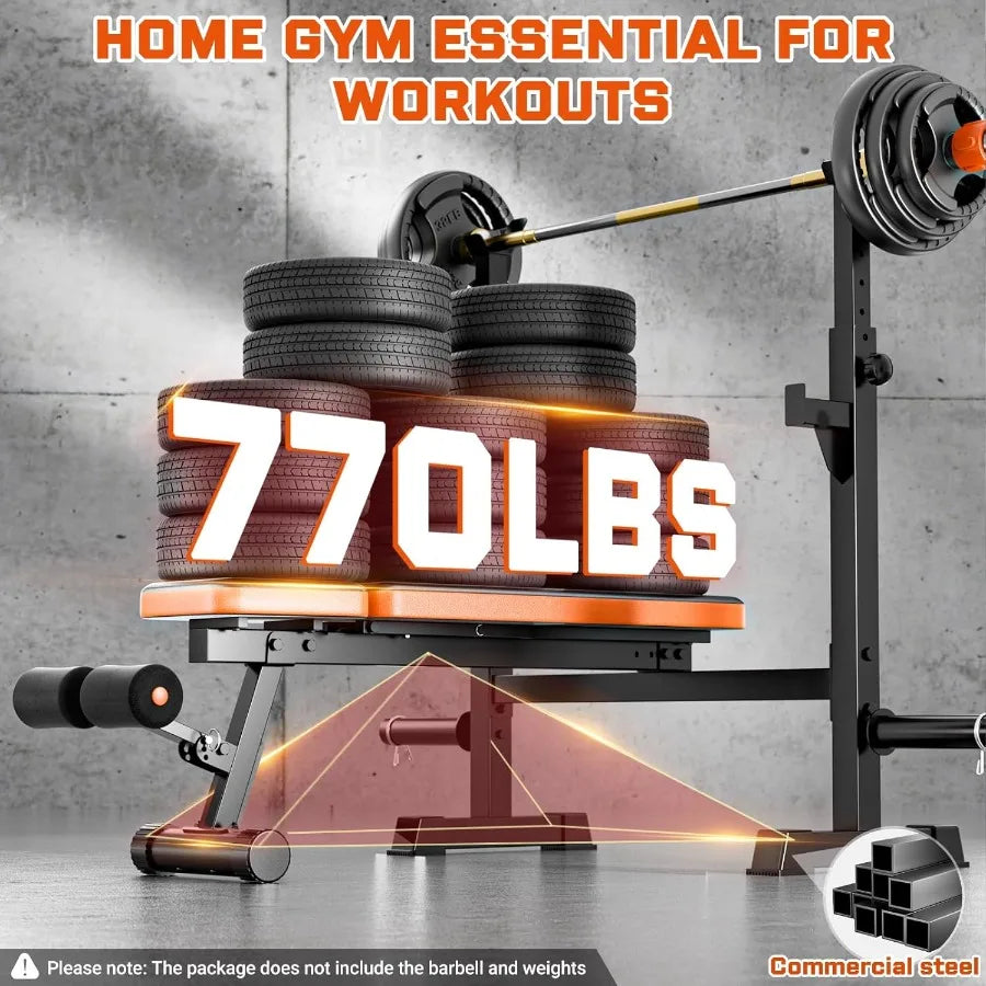 XMSJ Weight Bench With Squat Rack Adjustable Olympic Gym Bench