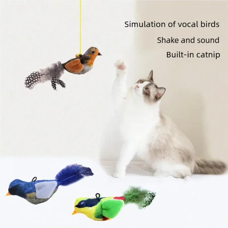 Sound Sensing Interactive Bird Cat Toy For Indoor Cats