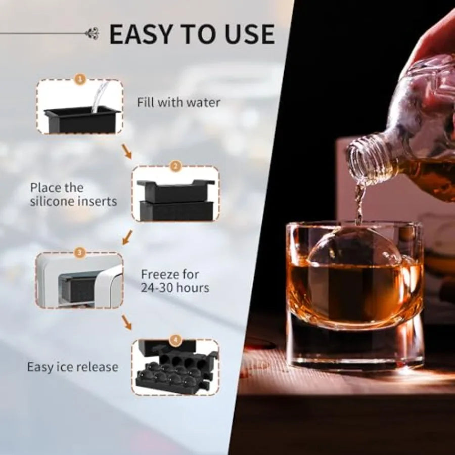 Clear Ice Ball Maker For Whiskey Circle Ice Cube Tray