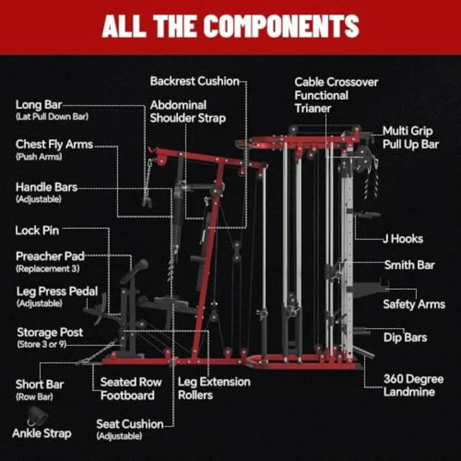 All In One Home Gym System Power Cage Cable Crossover
