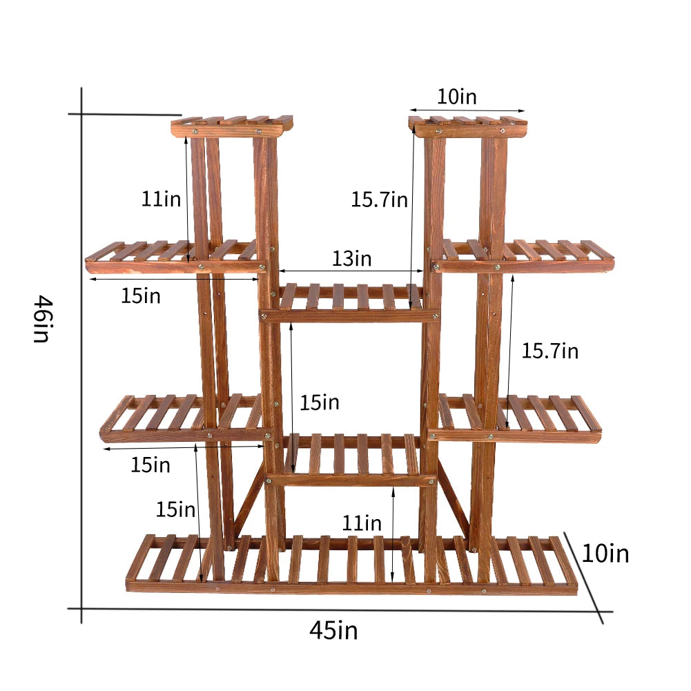 WisforFrame Wooden Plant Shelf Flower Pot Stand Indoor Outdoor Multi Tier Display