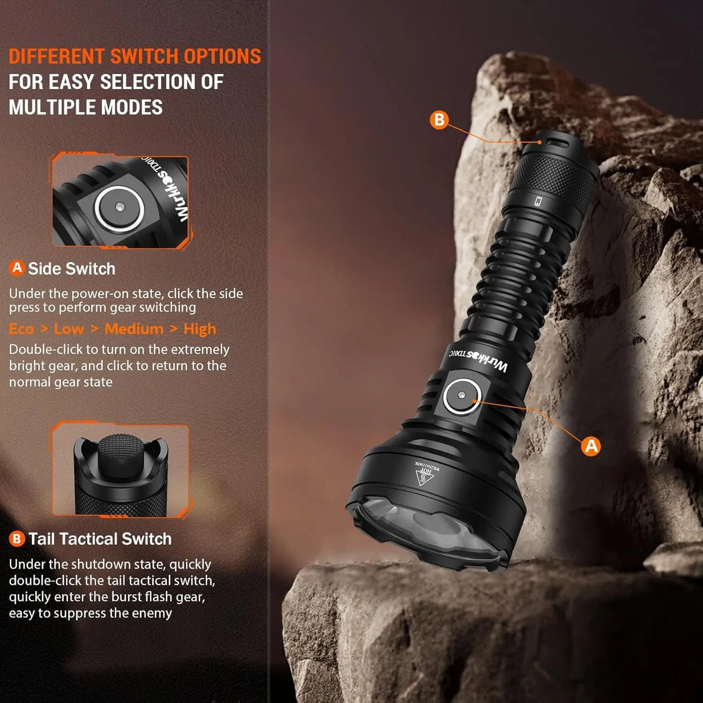 Wurkkos TD01C Tactical Flashlight USB Rechargeable 1800 Lumens