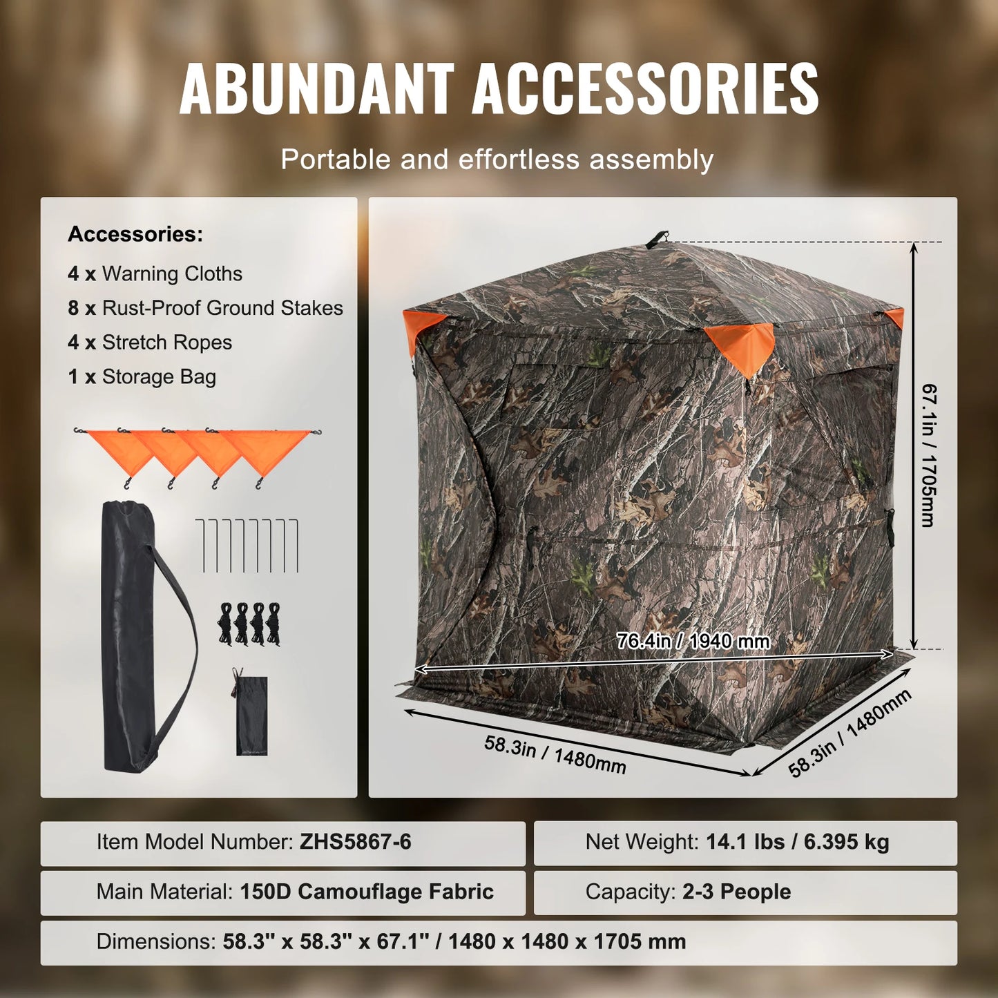 SucceBuy Hunting Blind See Through Ground Blind For 2-3 People