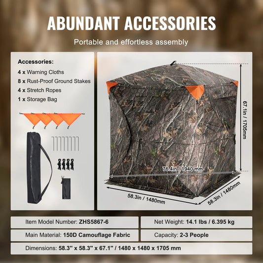 SucceBuy Hunting Blind See Through Ground Blind For 2-3 People