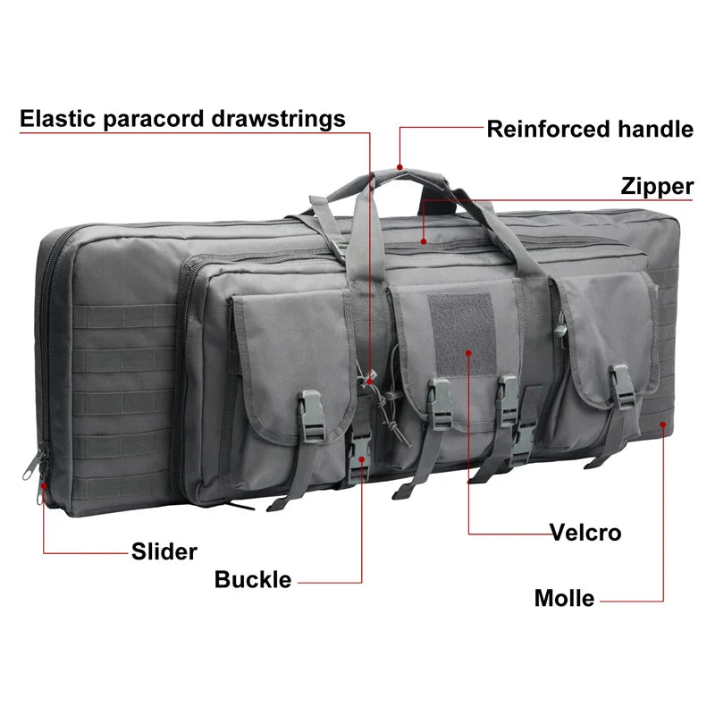 LQARMY Tactical Double Rifle Case Molle Gun Bag For Airsoft