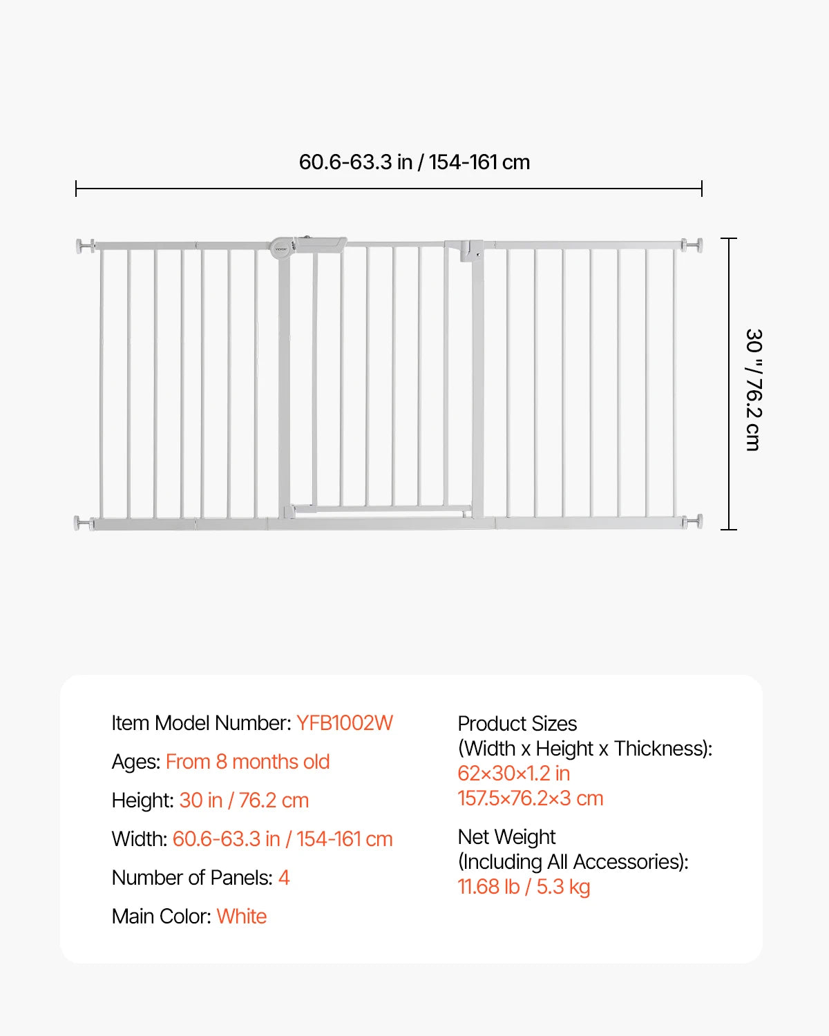 SucceBuy Baby Gate Pressure Mount Walk Through For Dogs