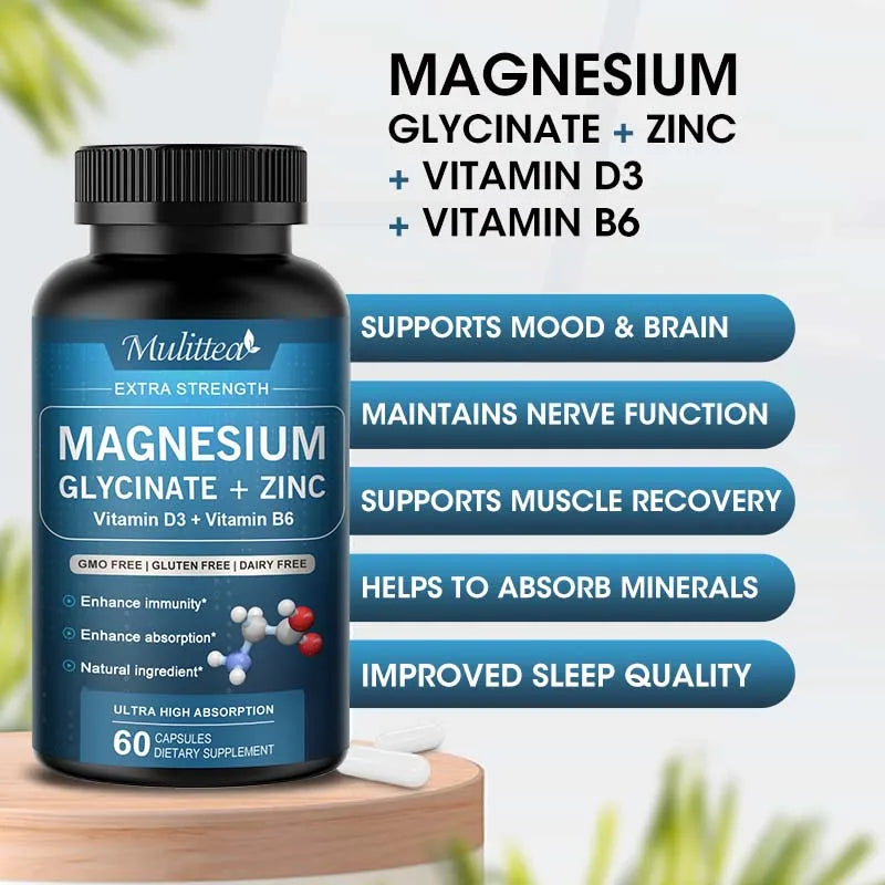 Mulittea Glycine Magnesium Zinc Vitamin D3 B6 Capsule