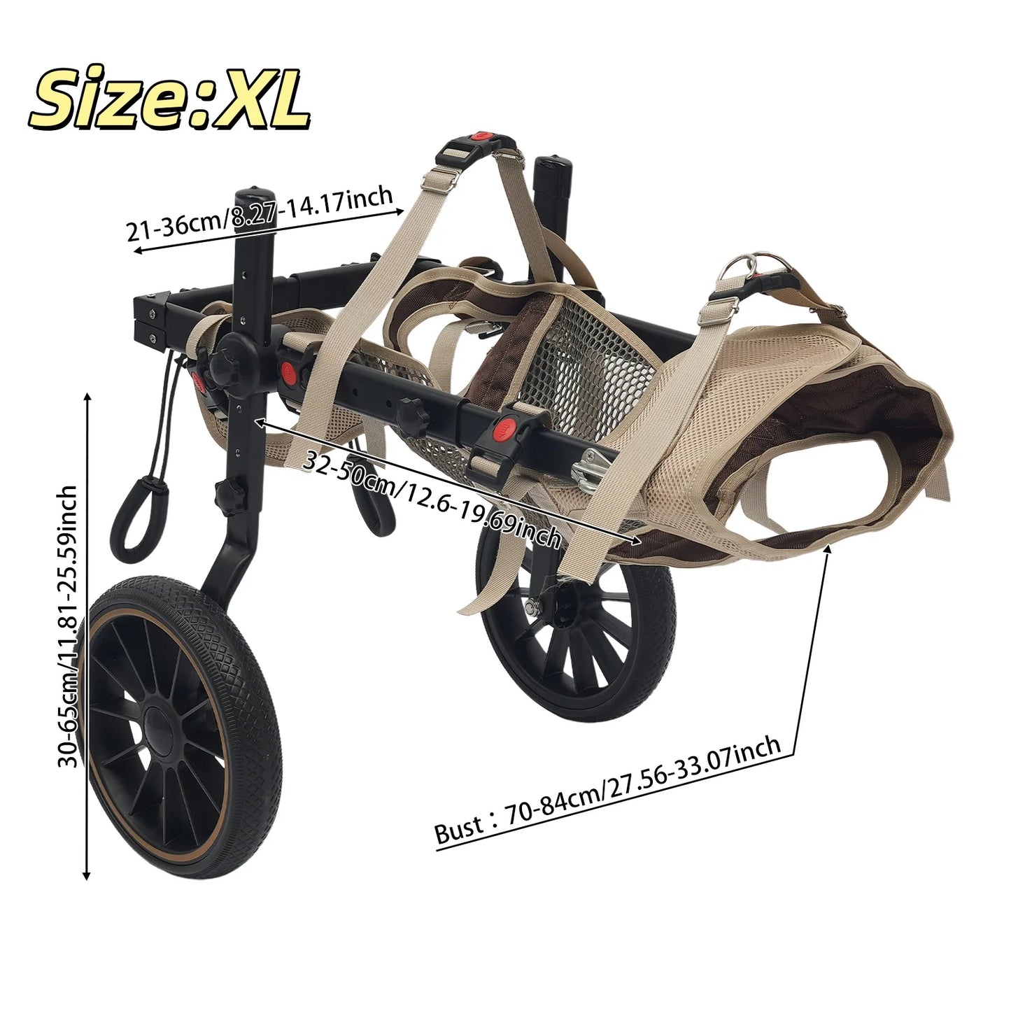 Bymaocar Adjustable Dog Trolley Wheelchair For Hind Leg Support