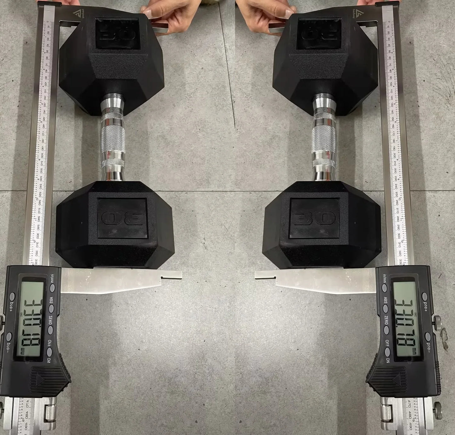 Rubber Hex Dumbbells Set 30 To 75 Pounds Cast Iron