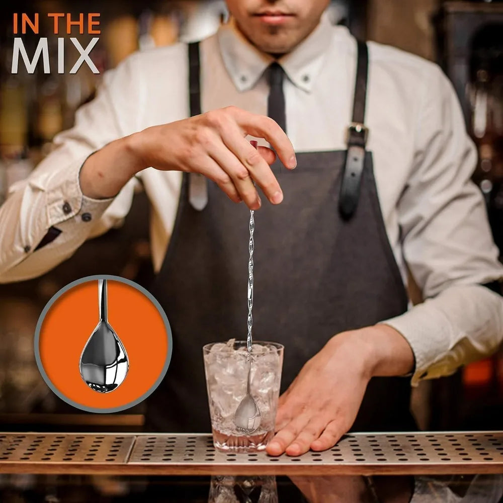 Stainless Steel Cocktail Shaker Set With Bar Tools And Recipe