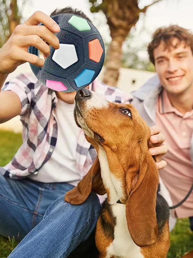 None Dog Calming Ball With Handle Interactive Squeaky Football Toy