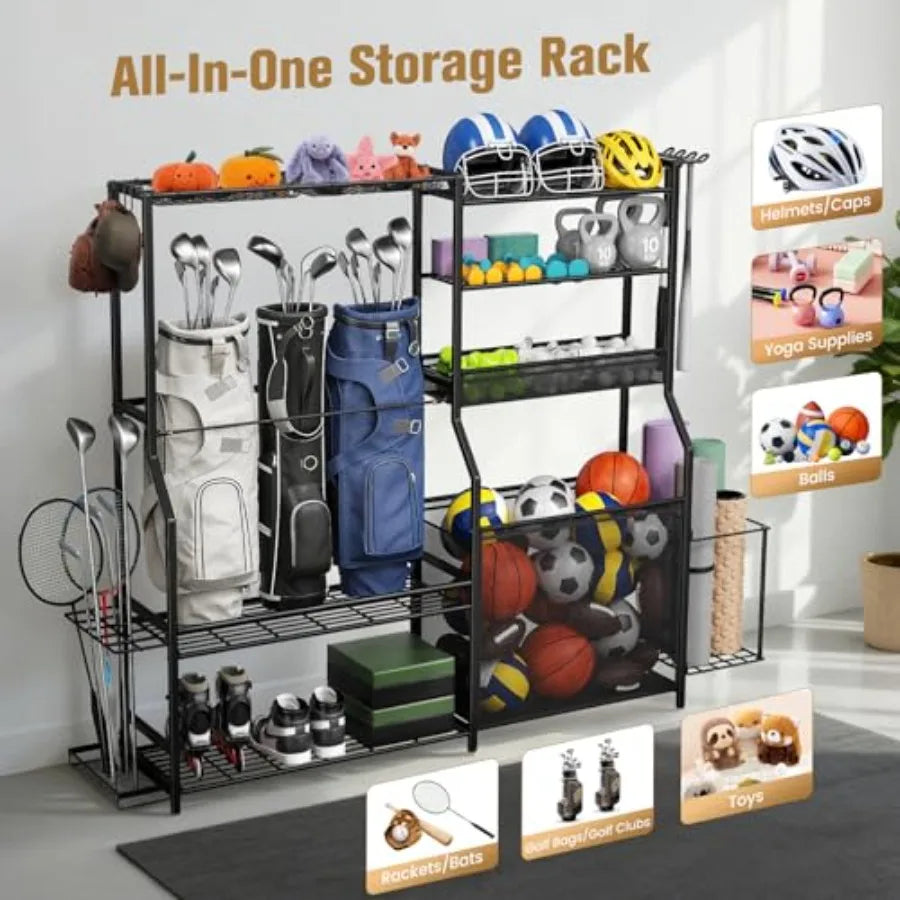 SHXI Garage Sports Equipment Organizer With Golf Bag Stand