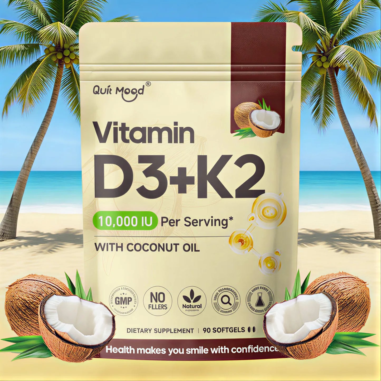 Quit Mood Vitamin D3K2 Soft Capsules For Calcium Support