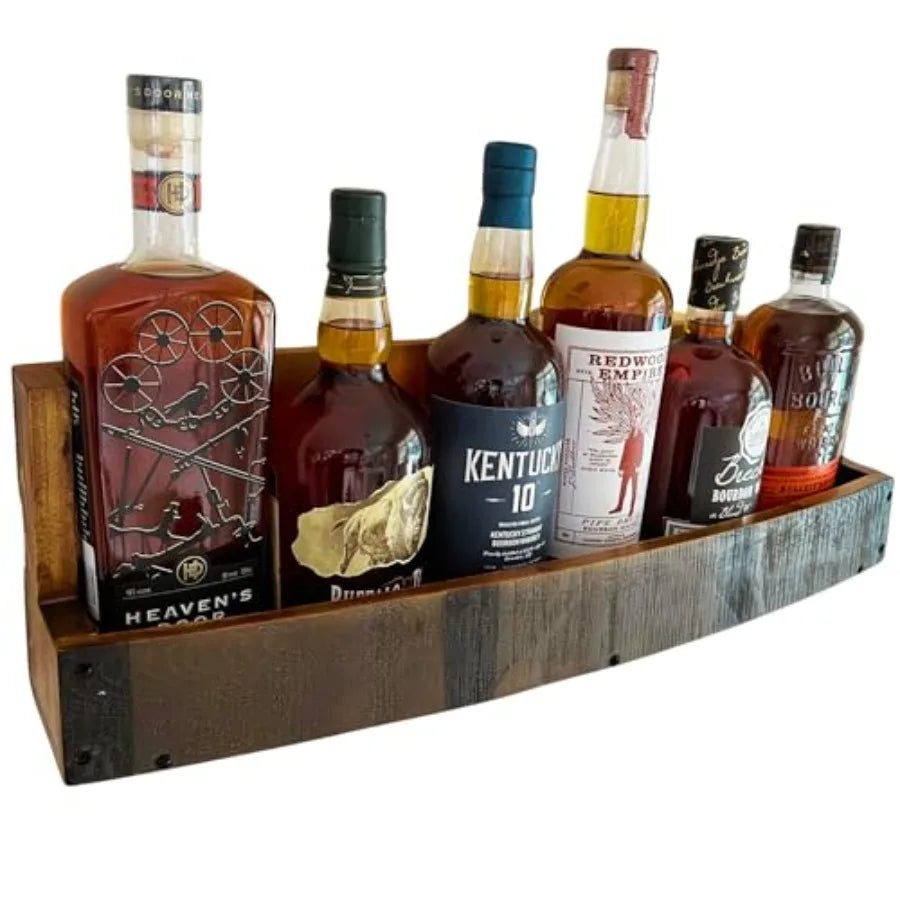 Rustic Wall Mounted Liquor Display Shelf