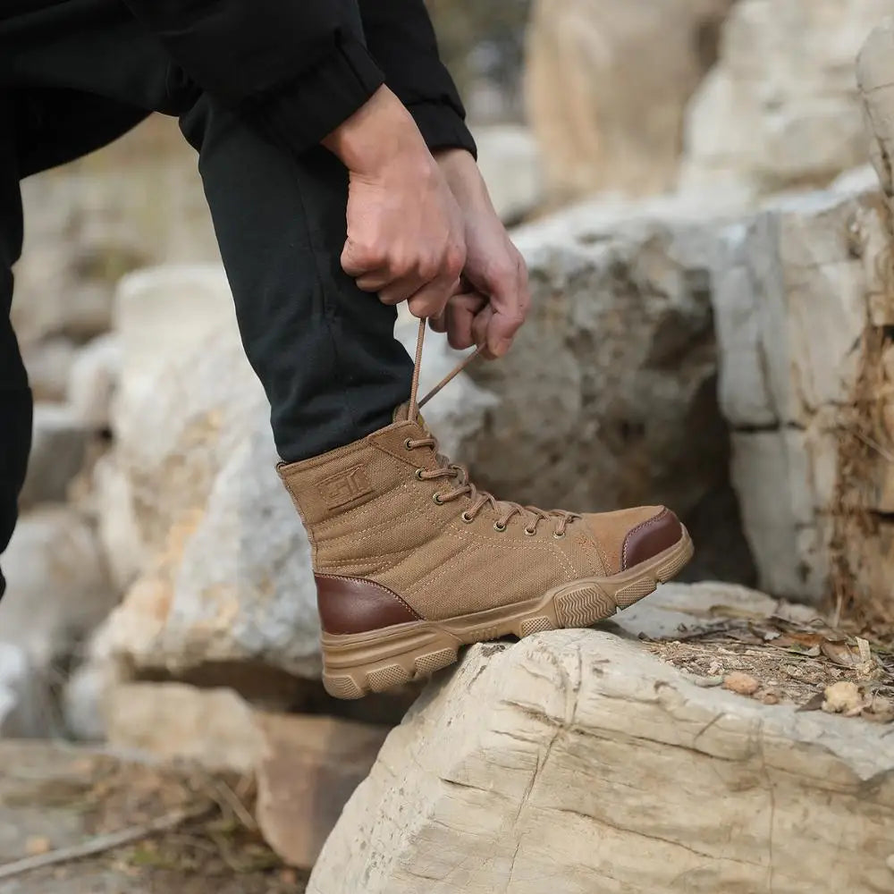 SUADEX Steel Toe Work Boots For Men Safety Shoes Desert