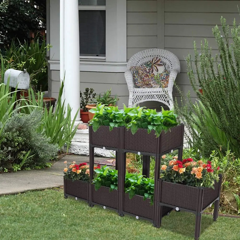 Self-Watering Raised Garden Bed Planter for Vegetables, Fruits, Flowers