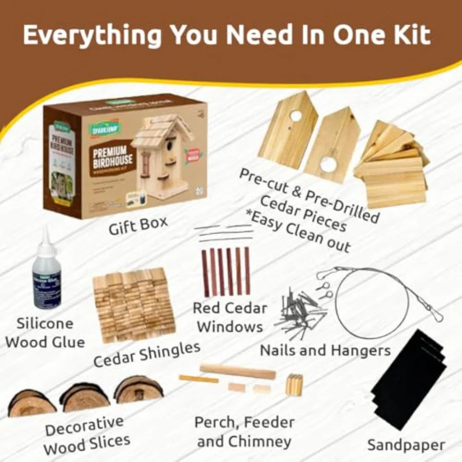 Deluxe DIY Birdhouse Bundle Cottage Style Premium Wood Kits