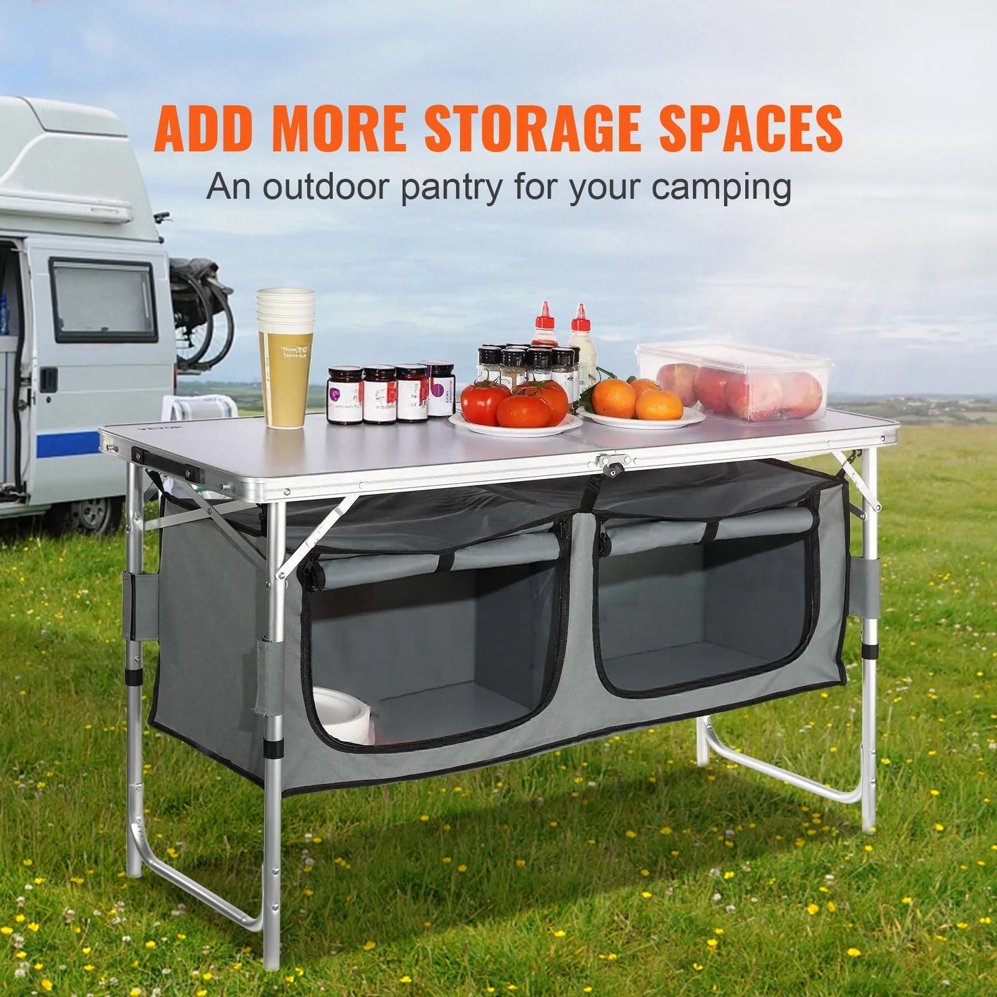 VEVOR Folding Camping Kitchen Table For Outdoor Cooking And Picnics