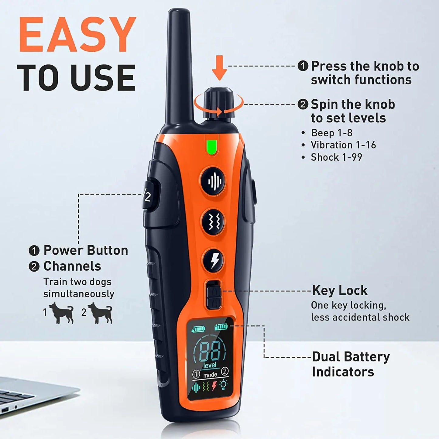 WXRPETH Dog Training Collar Remote Control Beep Vibration Shock 3300ft