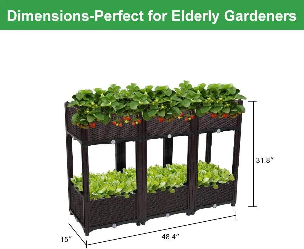 Self-Watering Raised Garden Bed Planter for Vegetables, Fruits, Flowers
