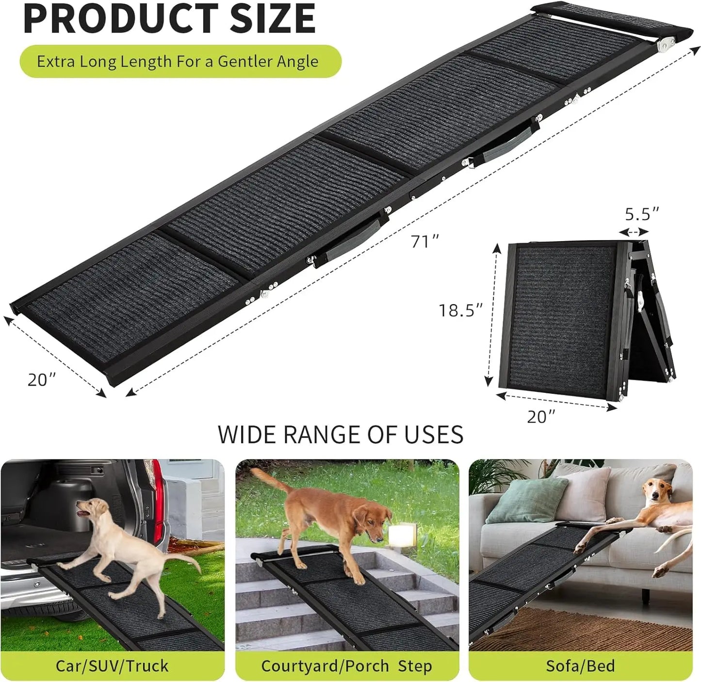 HiMISSDog Large Folding Dog Ramp For Car And SUV Vehicles