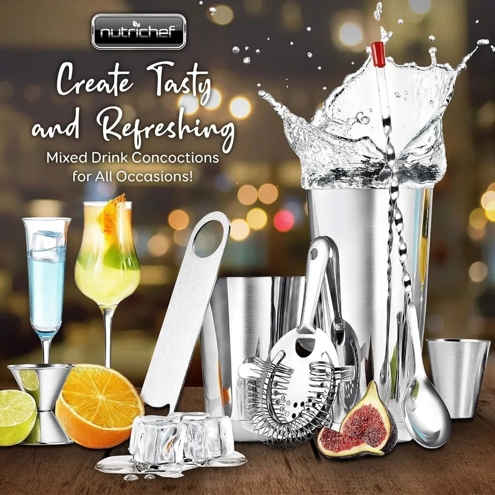 15 Piece Stainless Steel Cocktail Shaker Set With Bar Tools