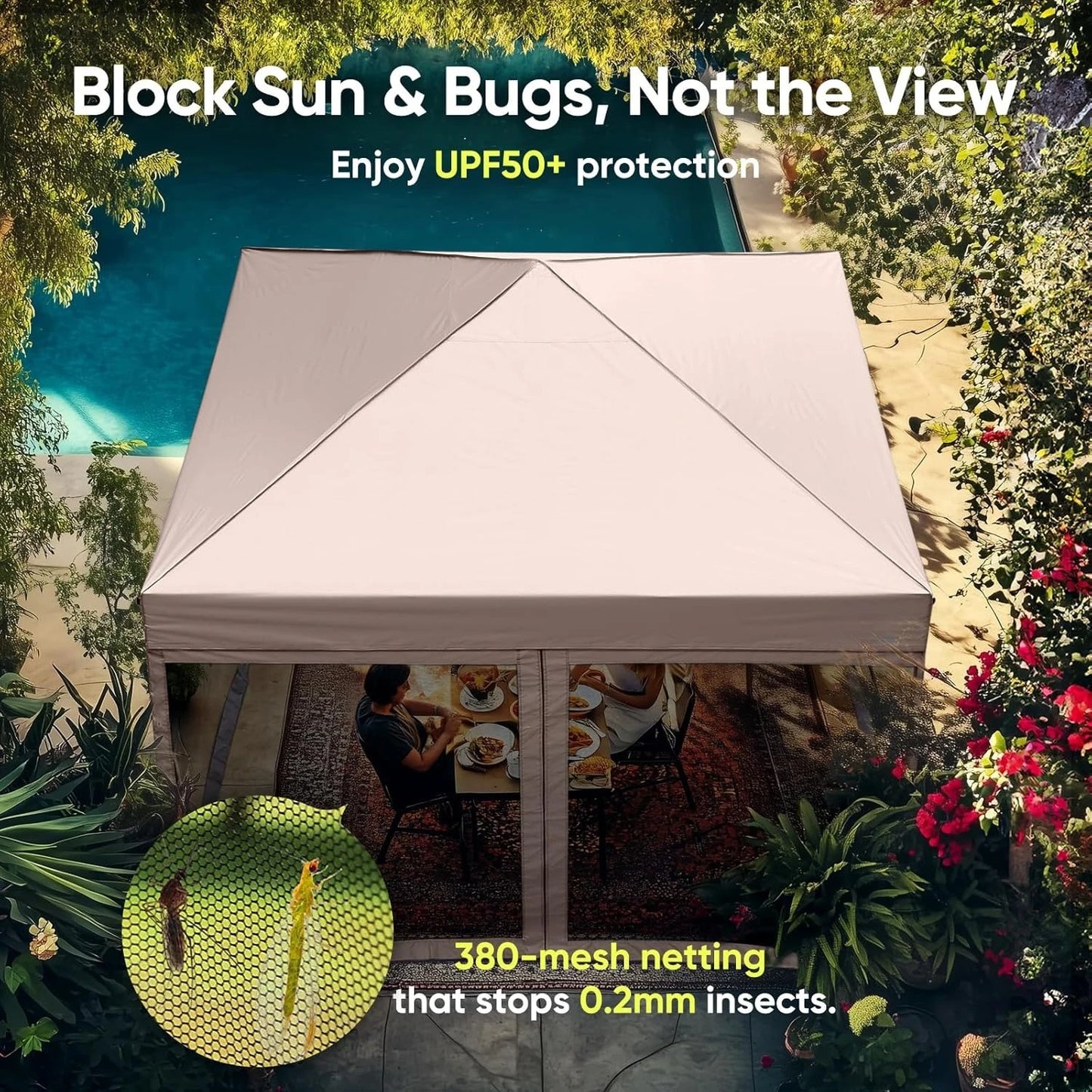 Portable Pop Up Screened Canopy Tent With Mosquito Netting Patio