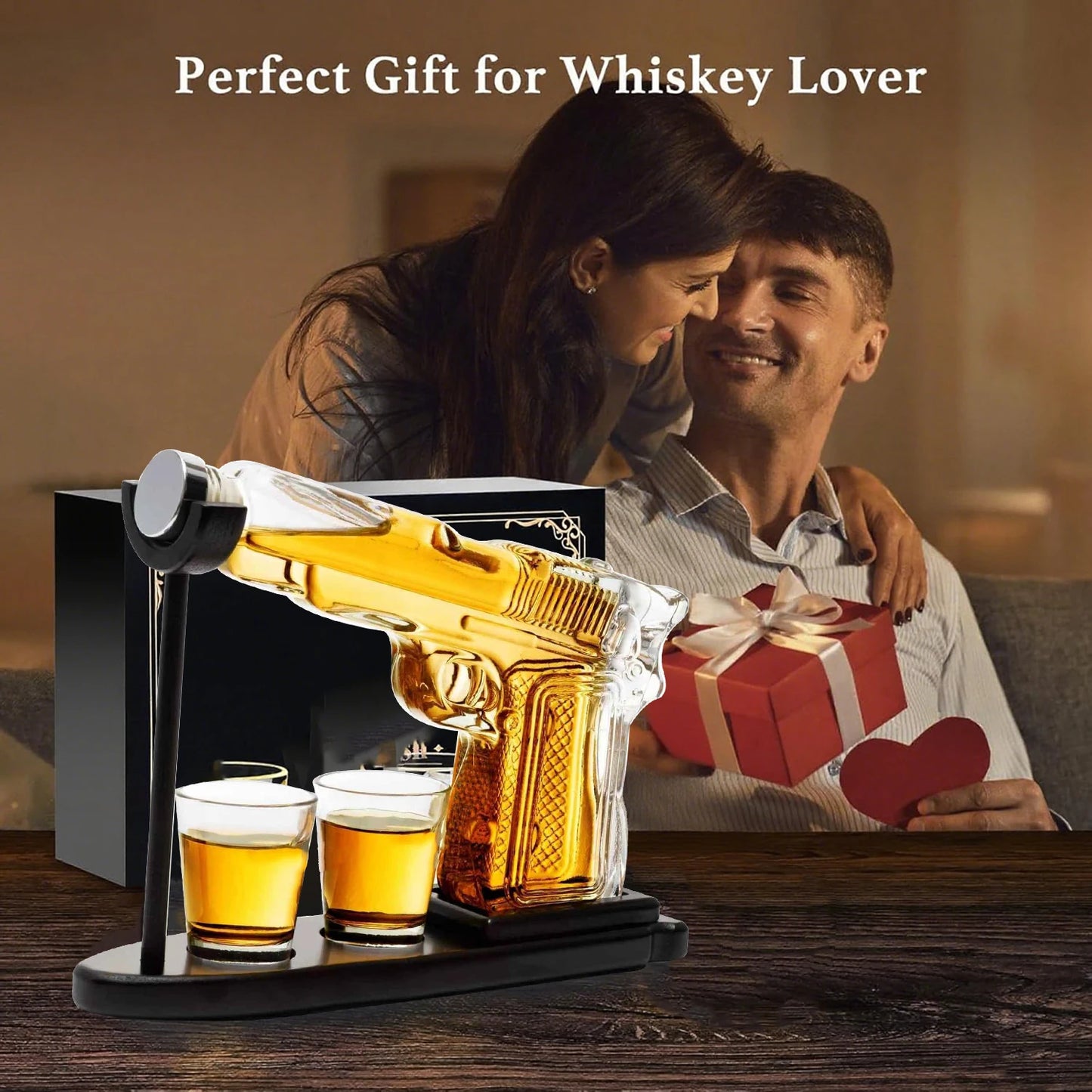 Pistol Shaped Whiskey Decanter Gift Set With Glasses Barware