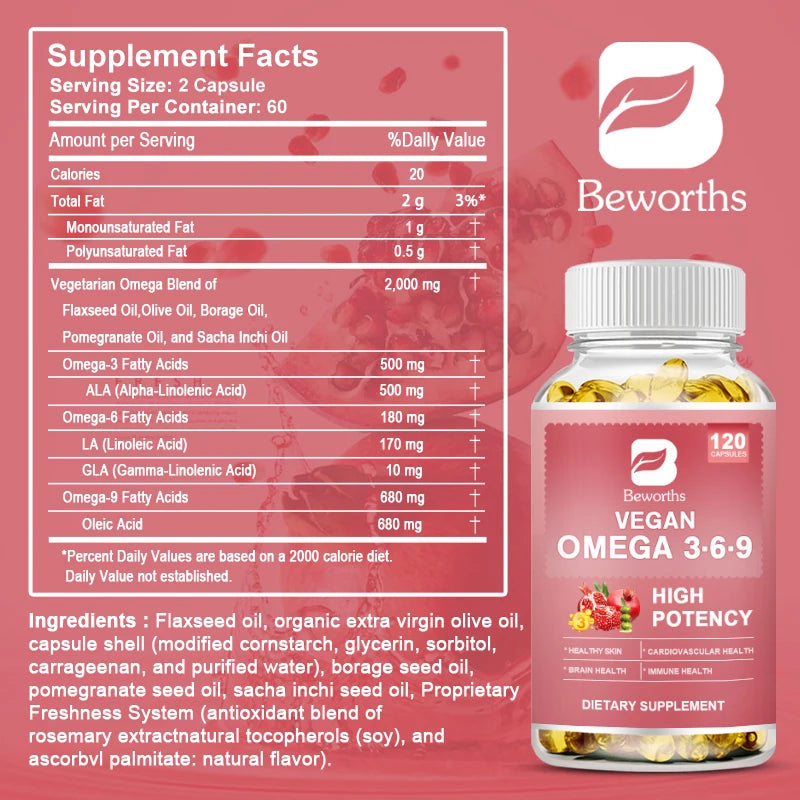 Beworths Omega 3 6 9 Capsules Supports Immune Health
