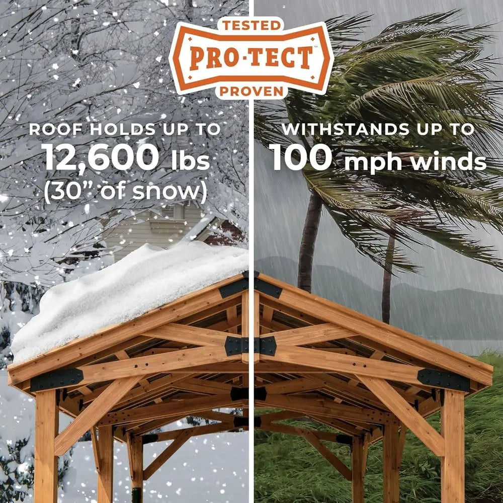 Norwood Cedar Wood Carport Pavilion With Steel Roof