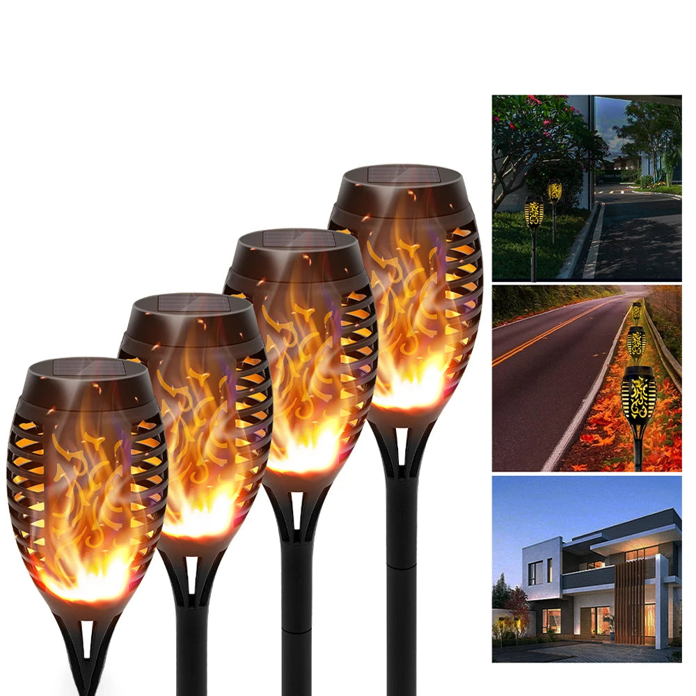 Solar Flame Torch Lights LED Flicker for Lawn Path
