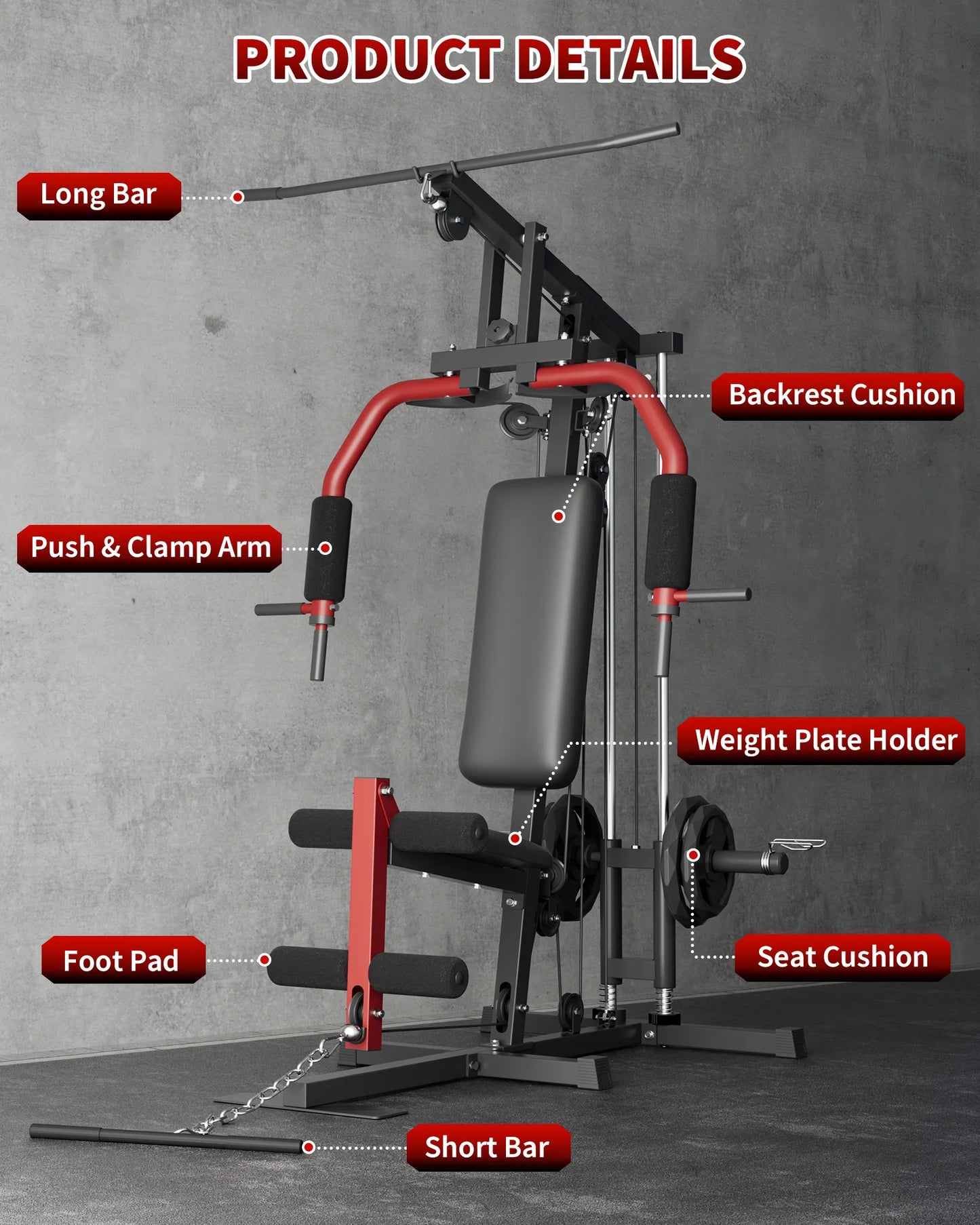 HiMISS 5in1 Home Gym System Lat Pulldown Chest Press