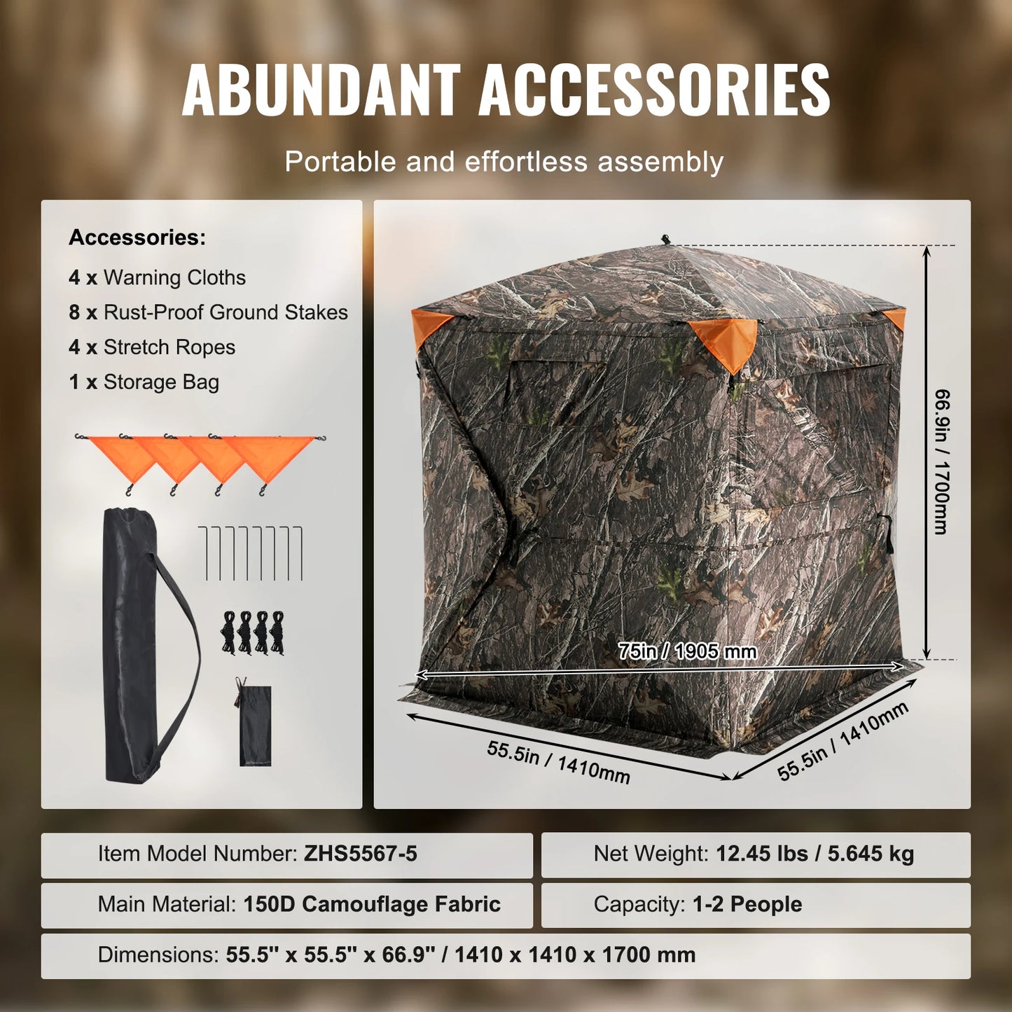SucceBuy Hunting Blind See Through Ground Blind For 2-3 People