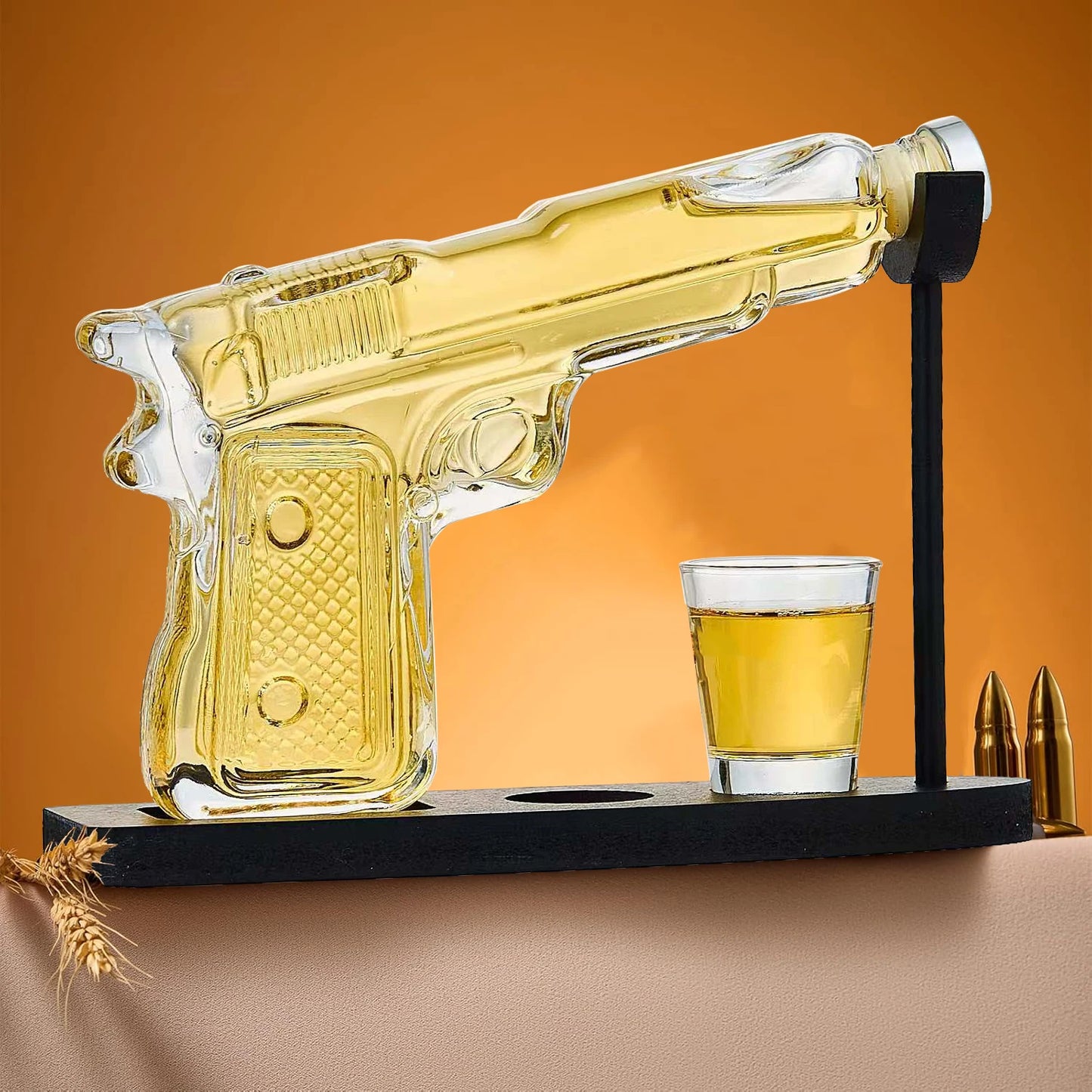 Pistol Shaped Whiskey Decanter Gift Set With Glasses Barware