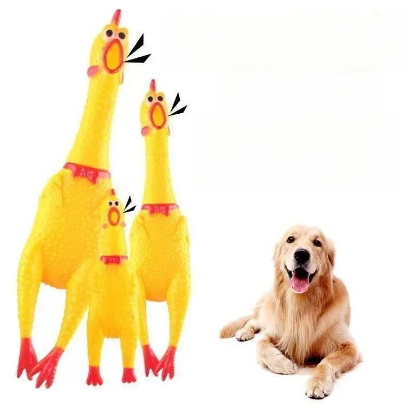 DKSTINYE Squeaky Screaming Chicken Dog Toy Squeaker Rubber Chew