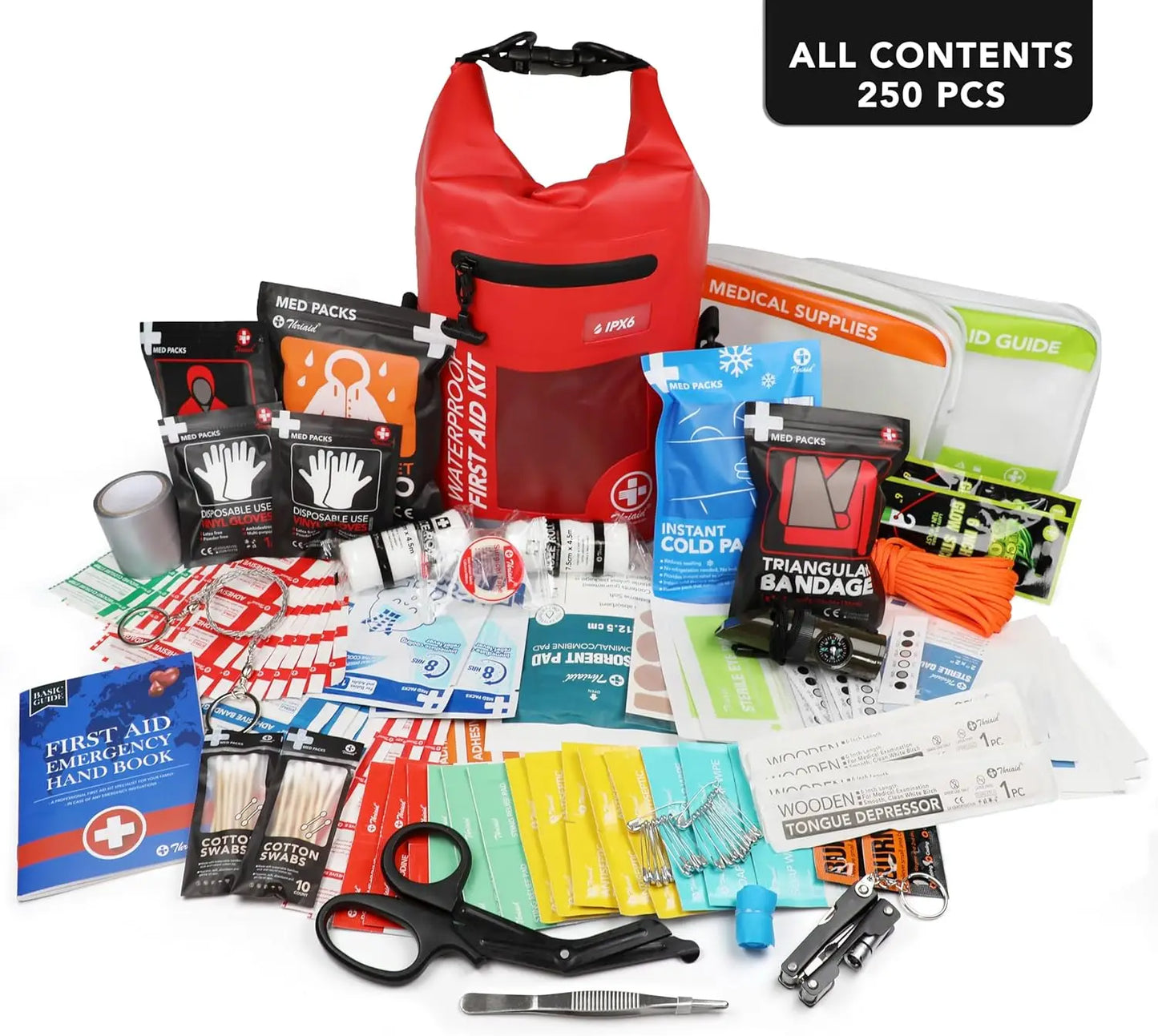 Waterproof 250-Piece First Aid Kit for Boating Camping Outdoor Emergencies