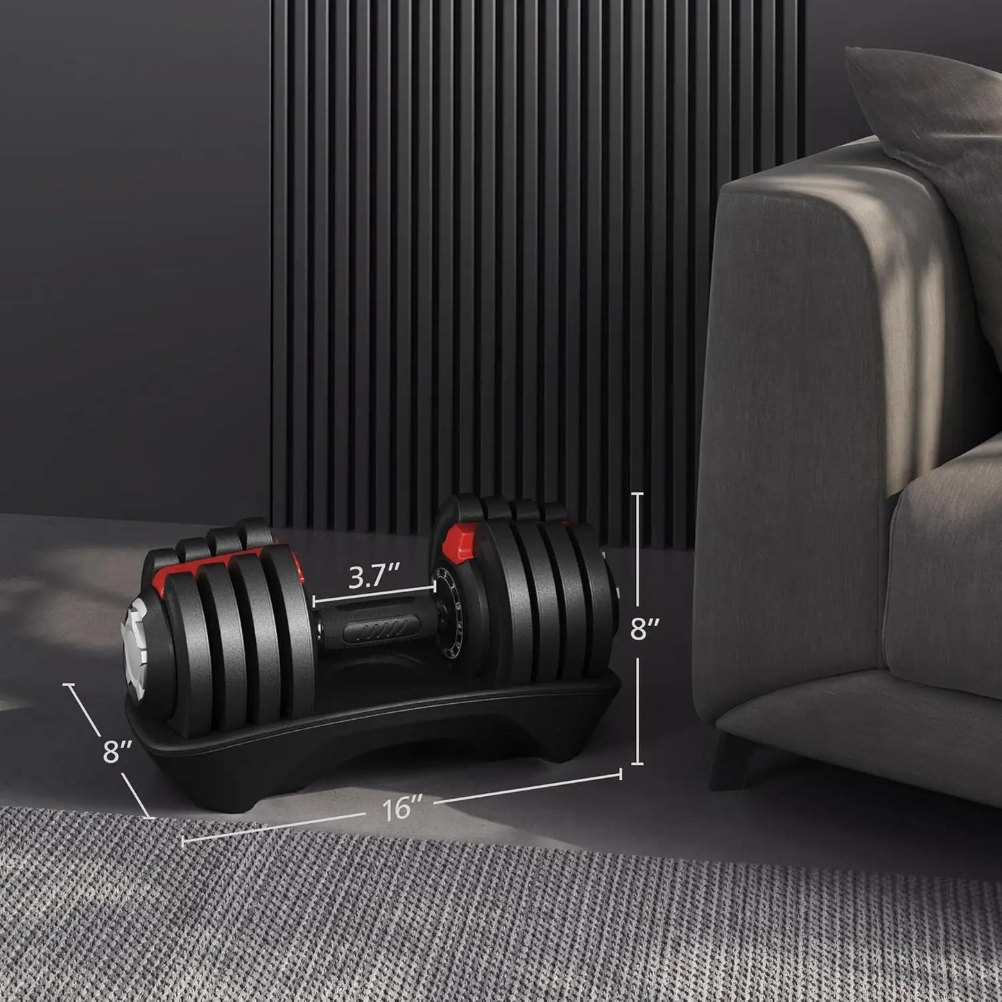 Adjustable Dumbbell Set With Anti Slip Handle Tray