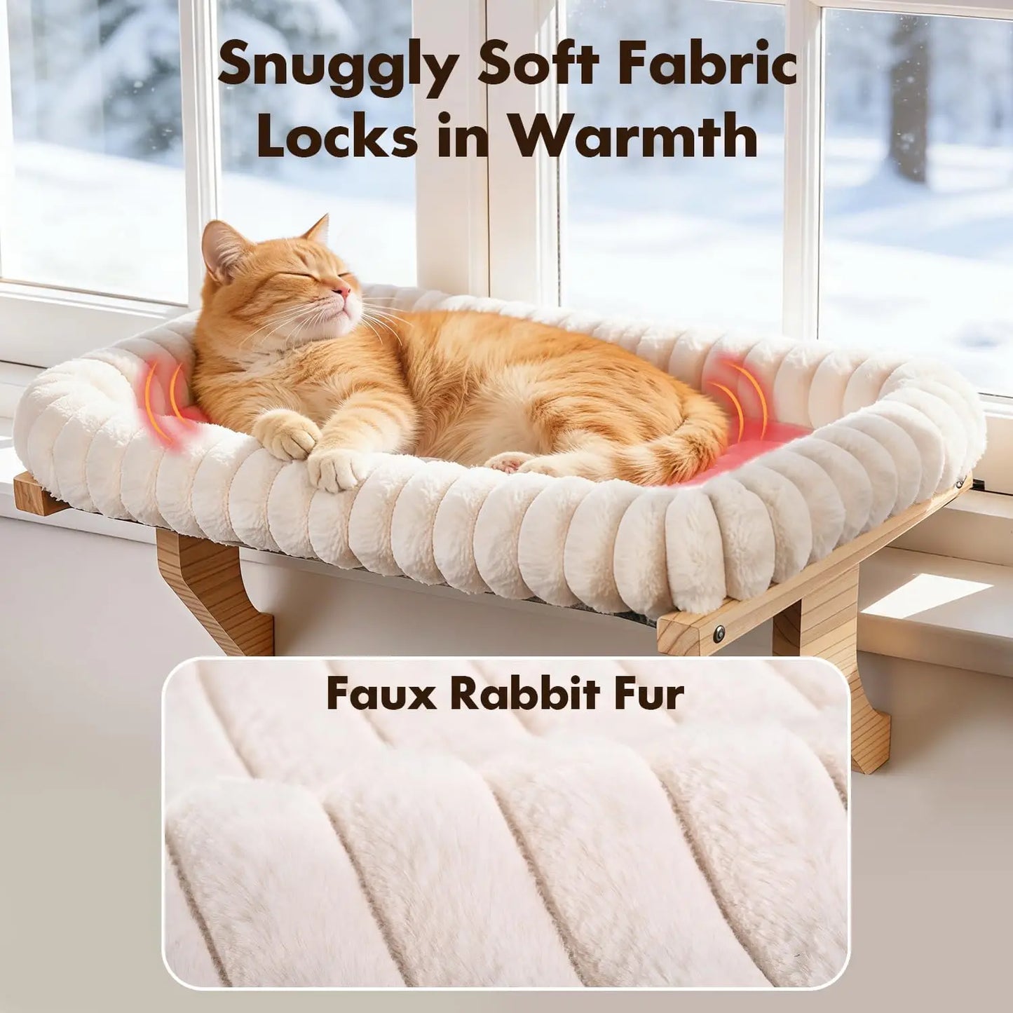 Cat Window Perch With Bolster Natural Wood And Metal Frame