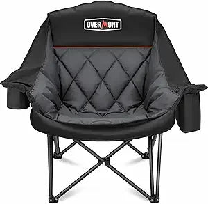 Heavy-Duty Padded Folding Camping Chair With Cup Holder And Pocket