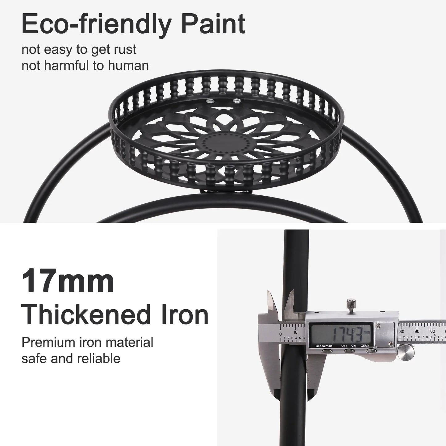 Six Pot Plant Stand With Wheels Metal Display Rack